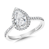 Pear-Shaped Diamond Straight Halo Engagement Ring